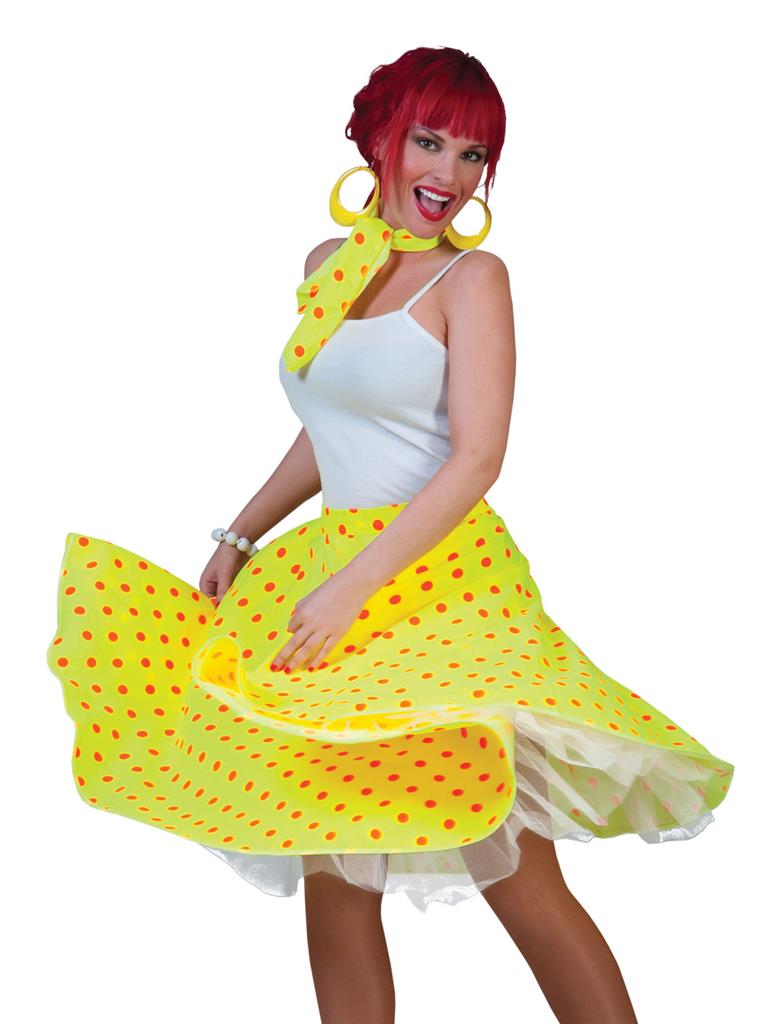 Fluor Geel Rock N Roll Rok en Sjaal - One Size
