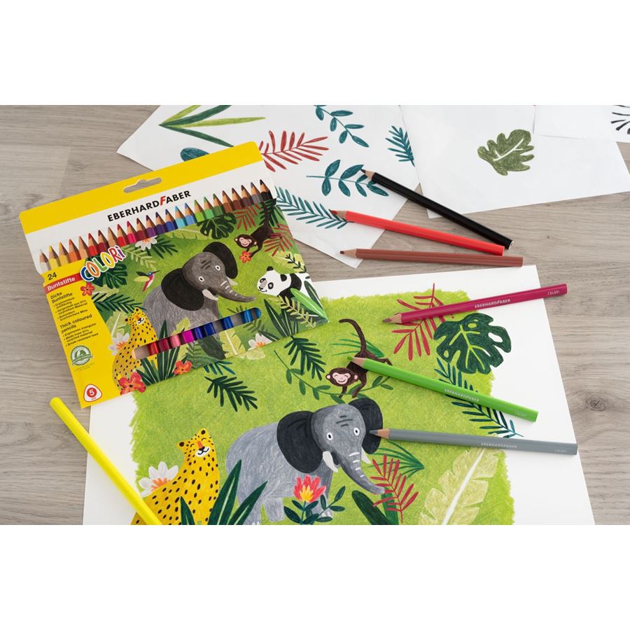 Eberhard Faber Kleurpotloden Jumbo 24St. Driekantig In Kartonnen Etui - Afbeelding 1