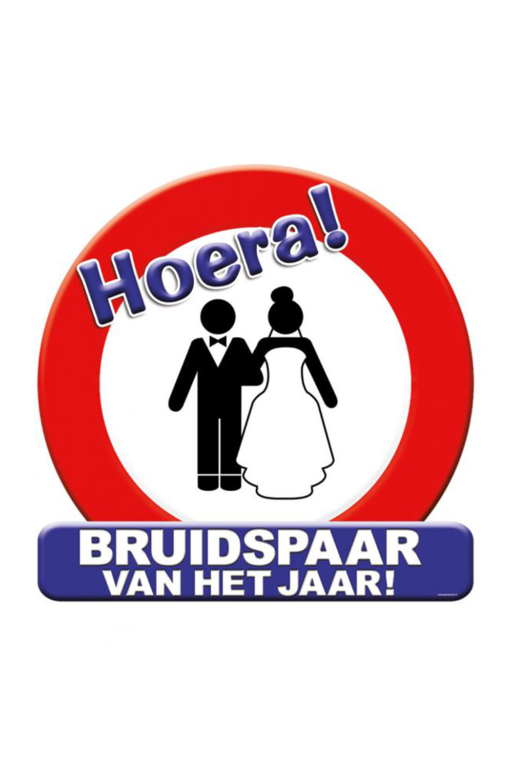 Huldeschild 50x50 cm Hoera Bruidspaar van het jaar