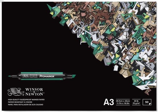  Winsor & Newton Markerblok Bleedproof 50 vel 70gr A3