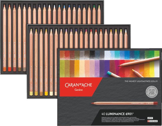 Caran d'Ache Luminance Kleurpotloden doos met 40 kleuren - Afbeelding 1