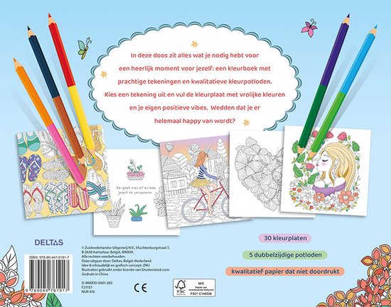 Feel Happy Coloring Kleurboek & Potlodenset - Afbeelding 1