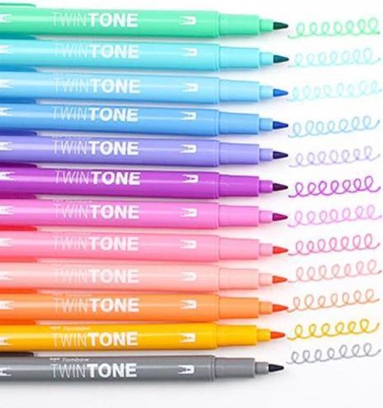 Tombow Dual-tip markers TwinTone, 12 pcs.-set pastels. - Afbeelding 2