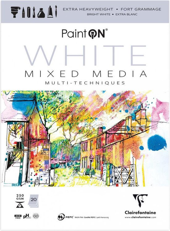 PaintON White Mixed Media Multi-Technieken 22,9x30,5cm 250gr. 20vel.