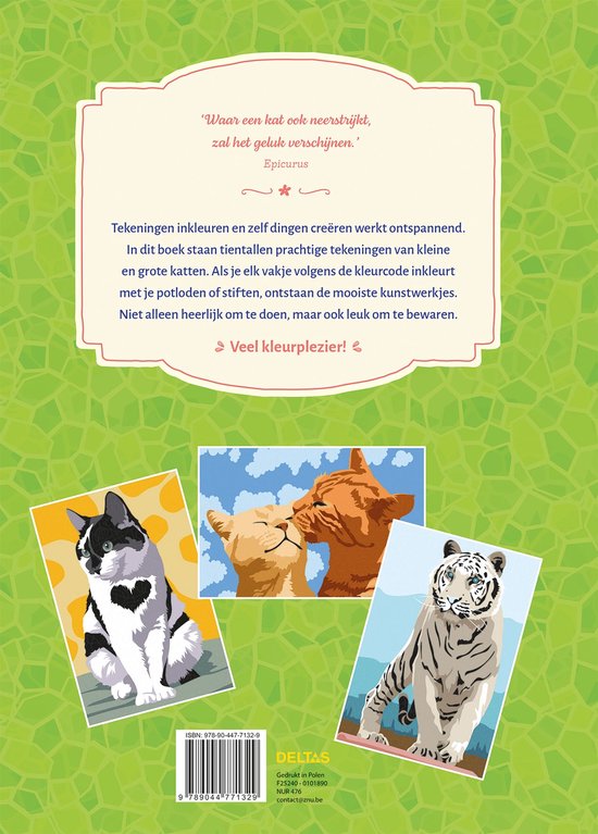 Kleuren Op Nummer Voor Volwassenen - Katten - Afbeelding 1