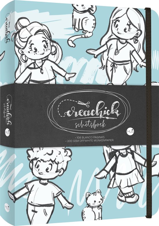 Creachick Schetsboek L.Blauw A5 108 pagina's 200gr.
