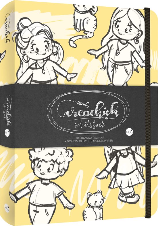 Creachick Schetsboek Geel A5 108 pagina's 200gr.