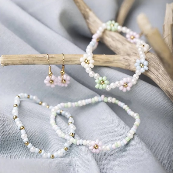 Mini Hobbyset Sieraden, Elastische armband, oorbel, 1 doos - Afbeelding 3