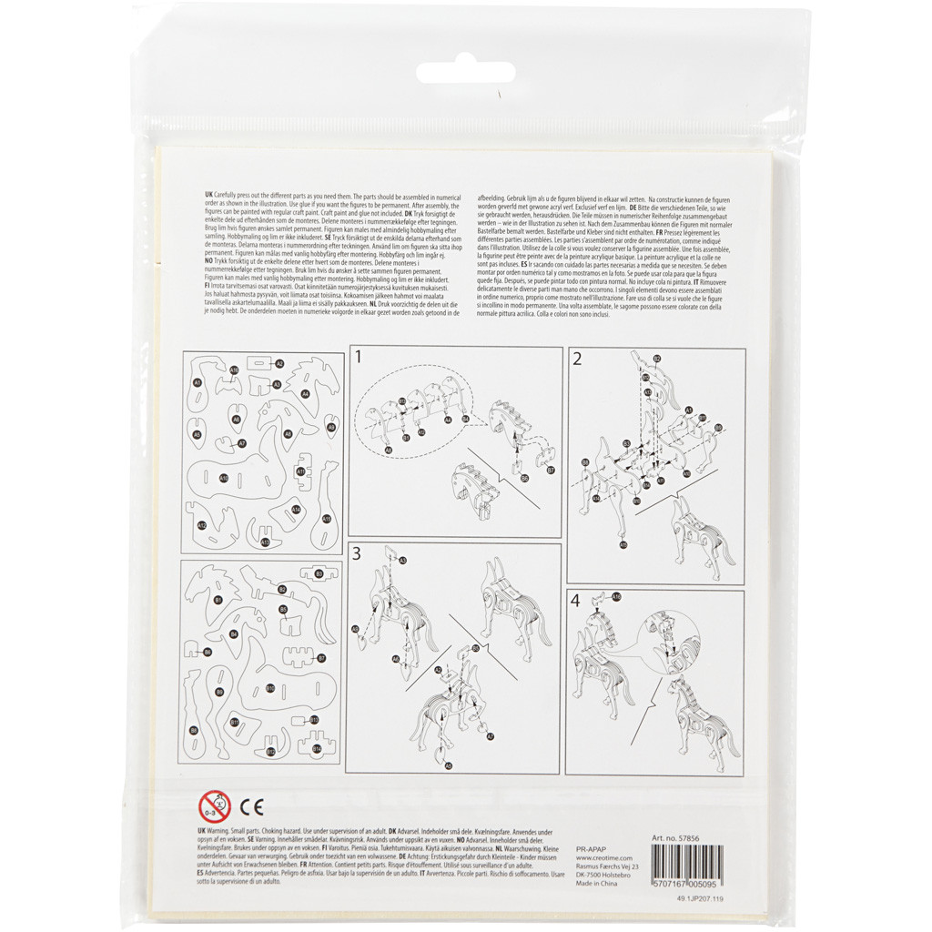 3D Puzzel, paard, afm 18x4,5x16 cm, 1 stuk - Afbeelding 2