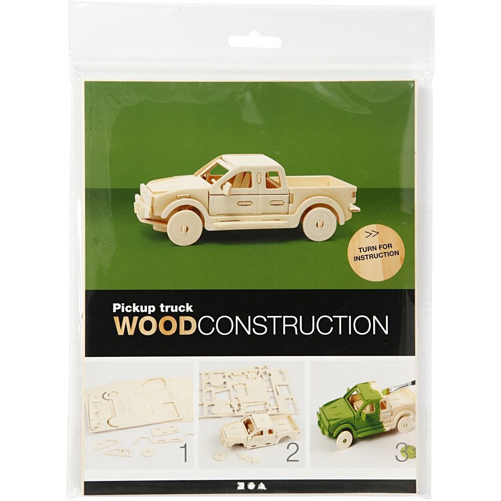 3D Puzzel, Pick-up truck, afm 19,5x8x12 cm, 1 stuk - Afbeelding 2