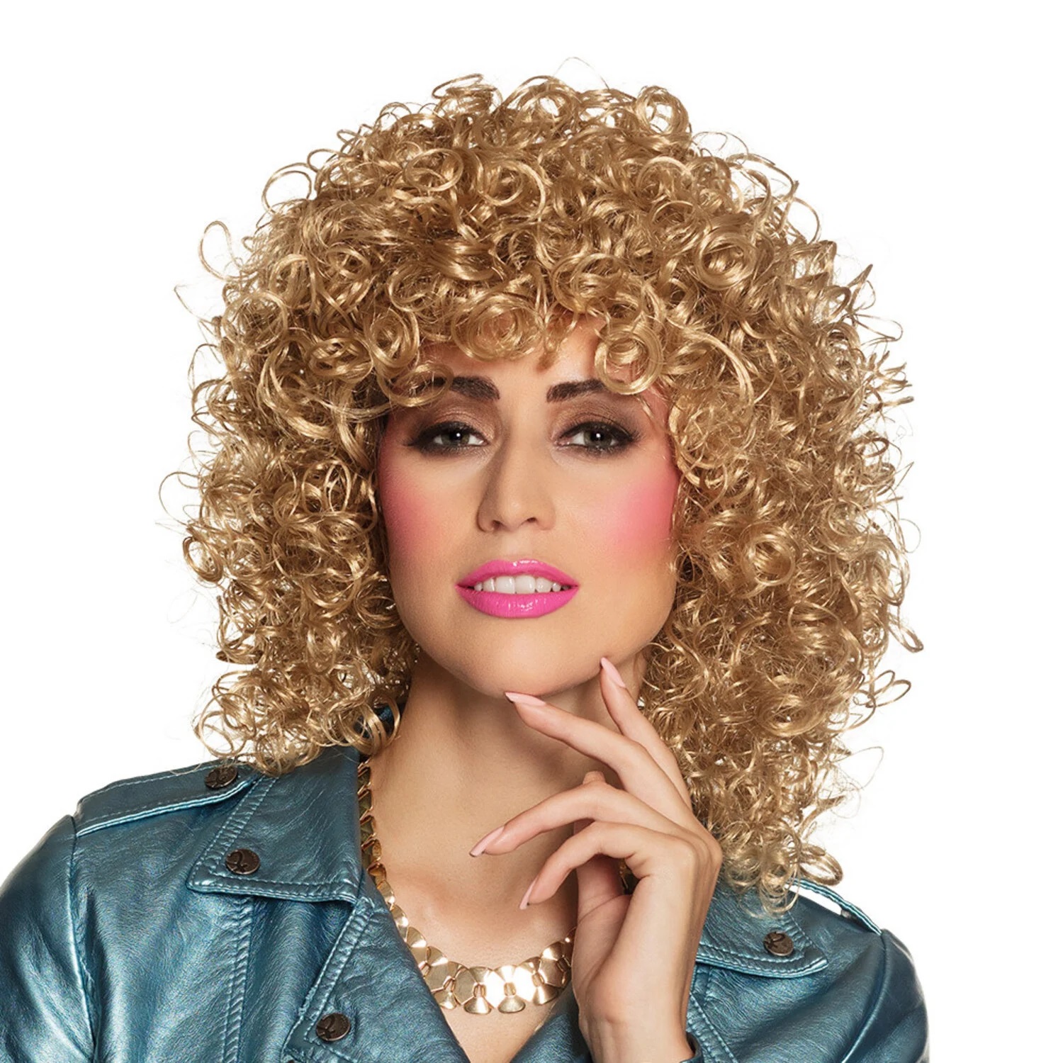 Pruik Club Blond Krullend