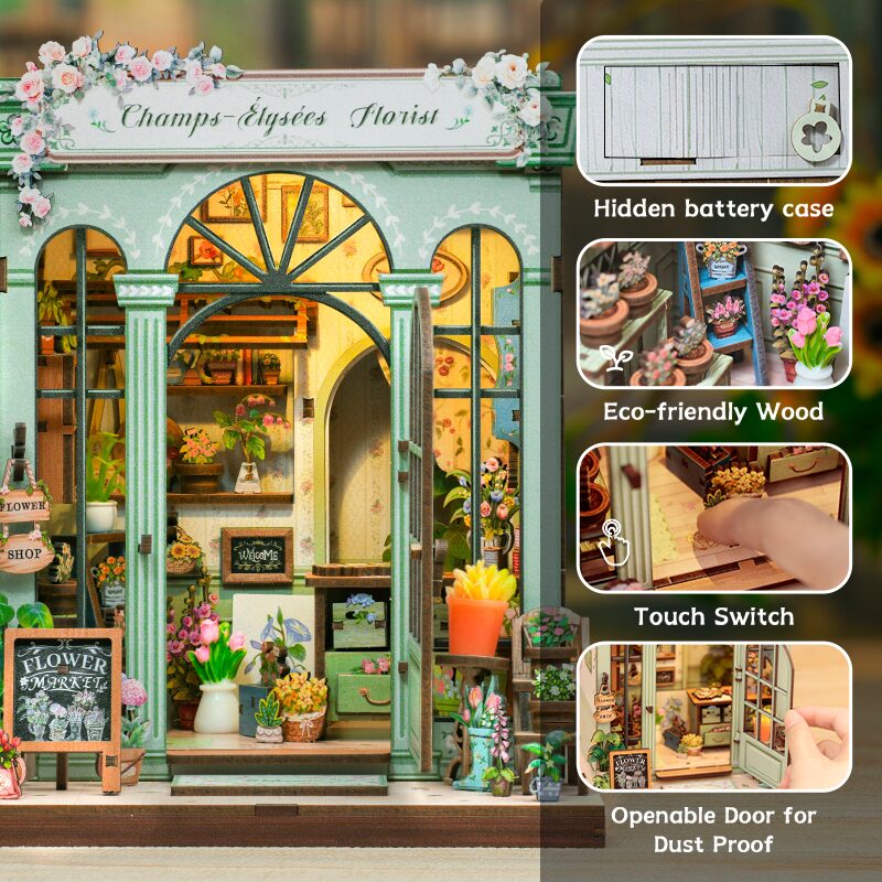 AB DIY Cutebee, 3D DIY Huisje, Champs-Élysées Florist,16×15,5x18cm - Afbeelding 2