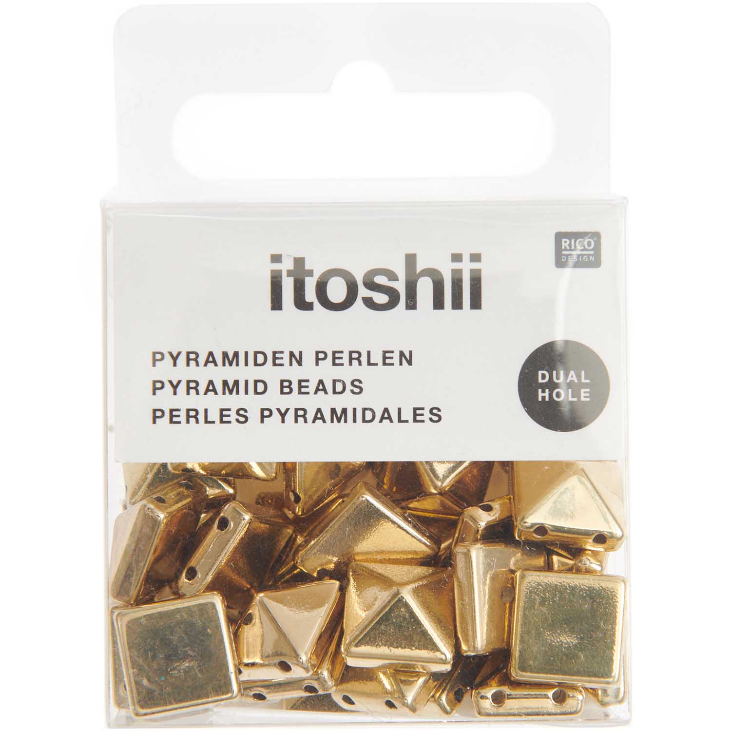 Piramide Kralen Studs Vierkant M Goud