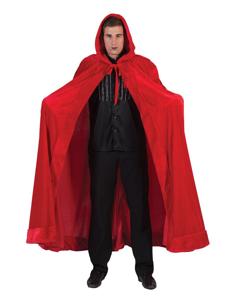 Rode Cape Met Capuchon Luxe