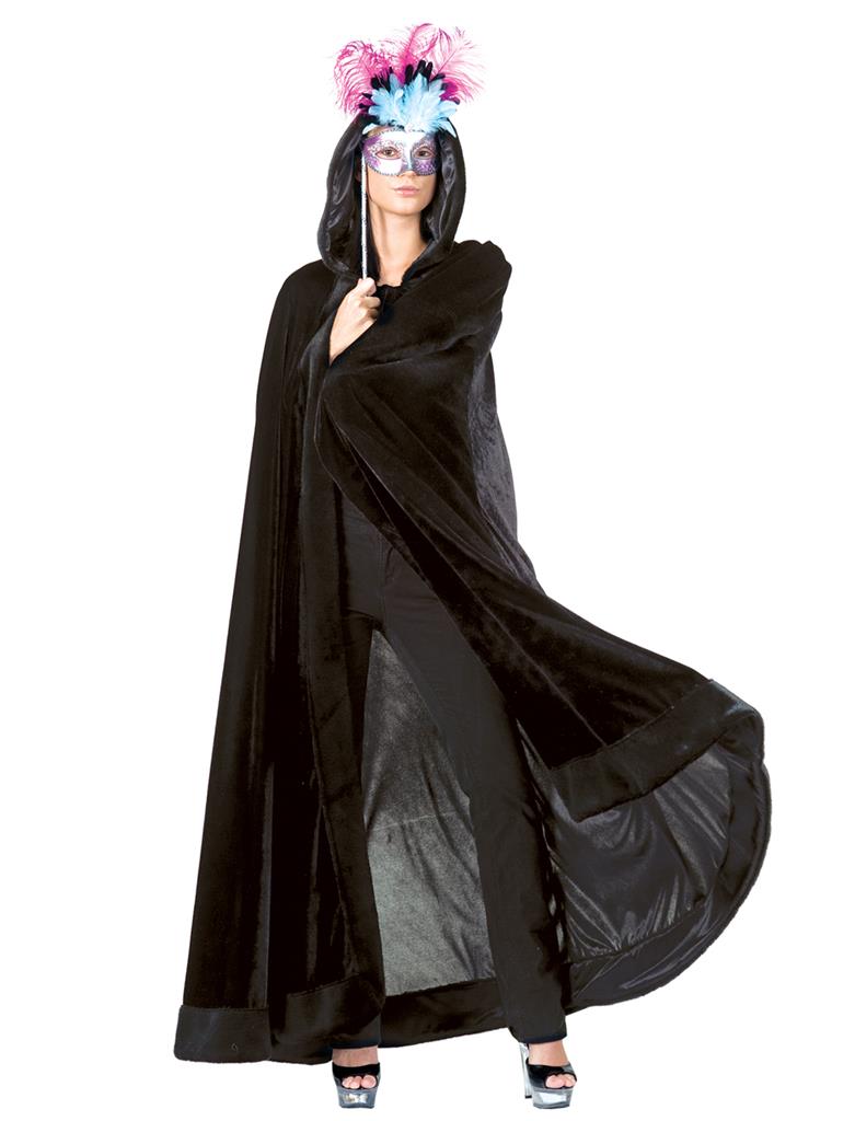 Zwarte Cape Met Capuchon Luxe - Afbeelding 2