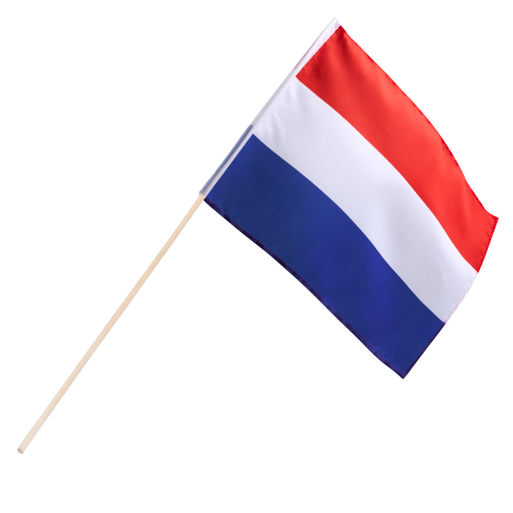 Polyester zwaaivlag Nederland (30 x 45 cm / 76 cm) - Afbeelding 1