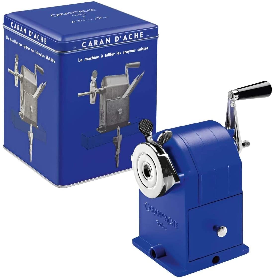 Caran d'Ache + Klein Blue Metalen Blauwe Punstenslijper - Afbeelding 2