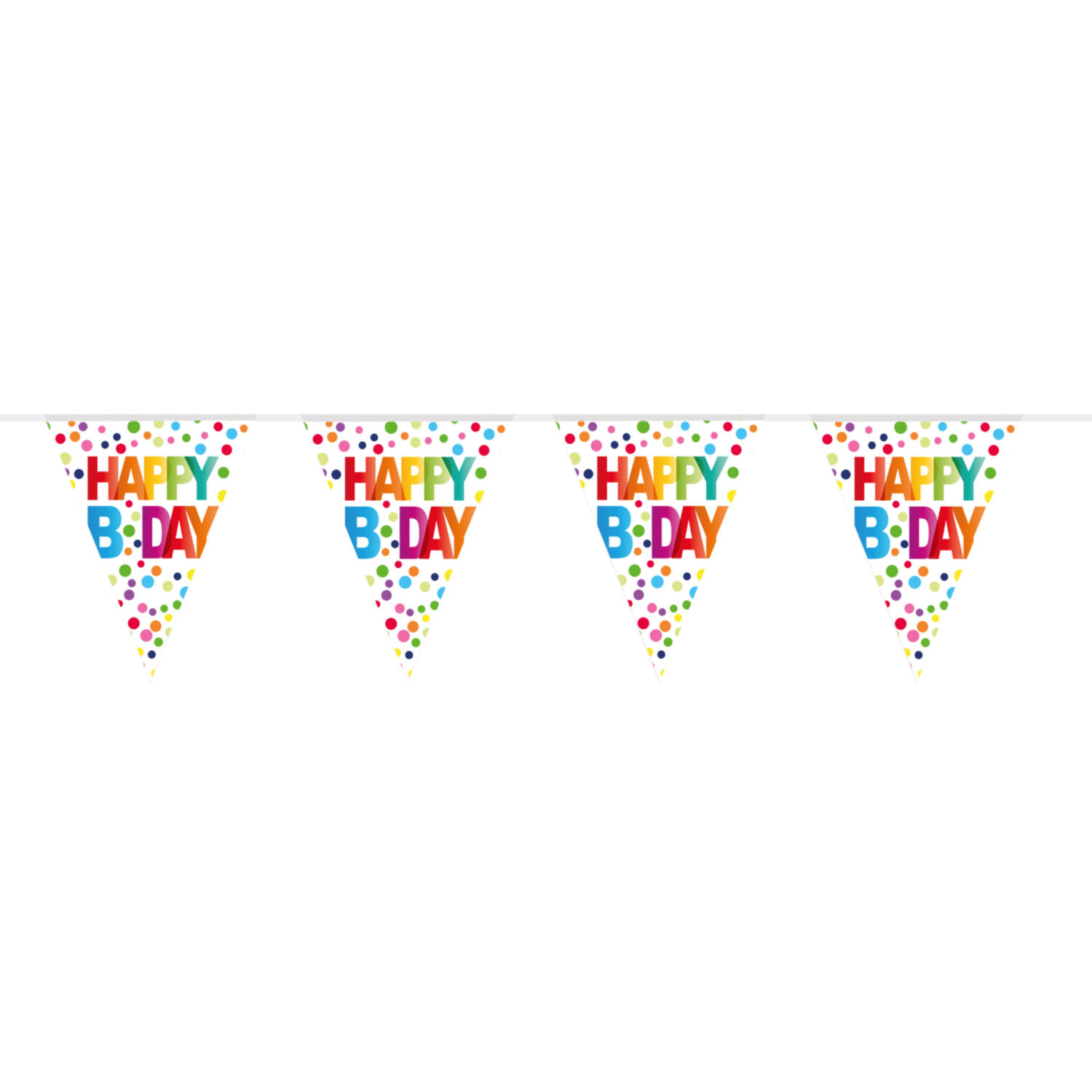 Vlaggenlijn Rainbow Dots HAPPY B DAY mtr