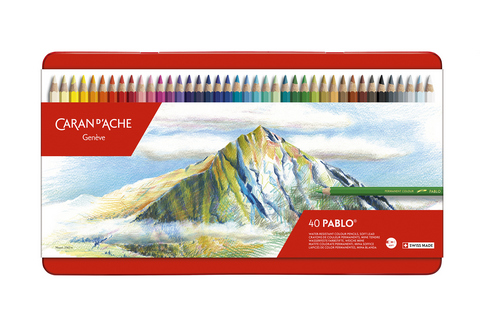 Caran d'Ache Pablo Kleurpotloden Metalen doos, 40 kleurpotloden