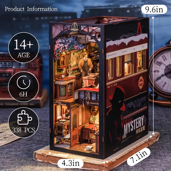 AB DIY Cutebee, Booknook, Het trein mysterie/Train Mystery Case, 18x11x23cm - Afbeelding 6