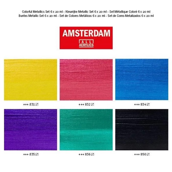 Amsterdam Standard Series acrylverf kleurrijke metallic set | 6 x 20 ml - Afbeelding 3