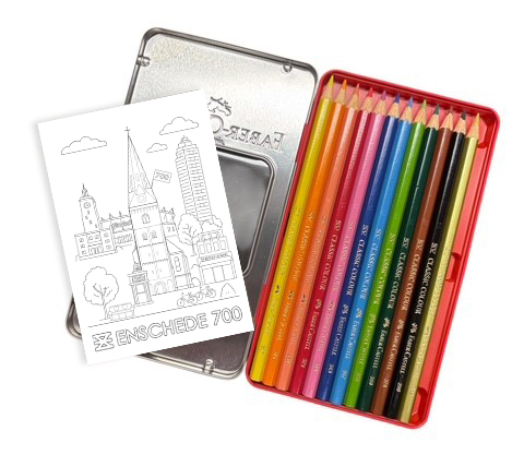 Enschede 700 Faber Castell Kleurpotloden Set Met Ansichtkaart Enschede - Afbeelding 1