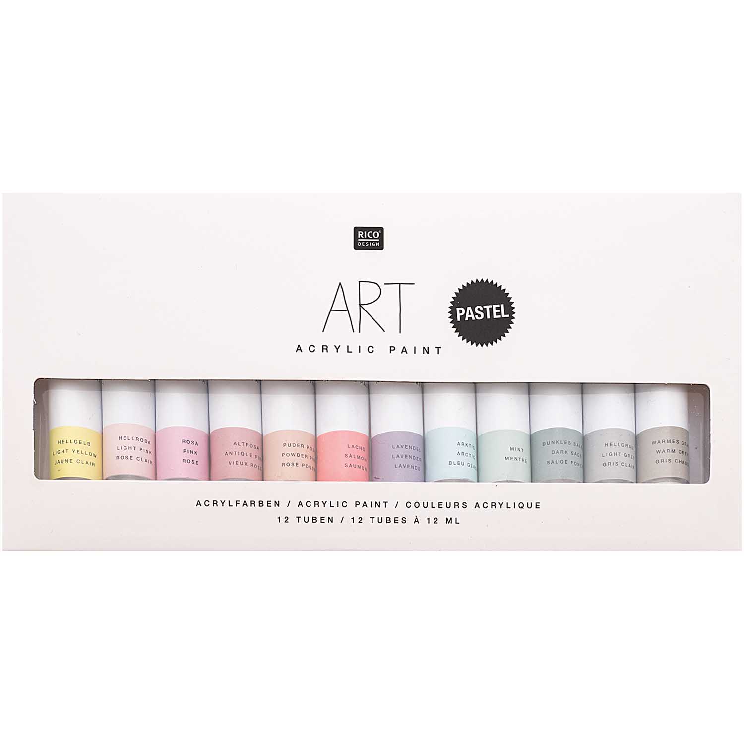 ART ACRYLICVERF SET PASTEL 12X12ML