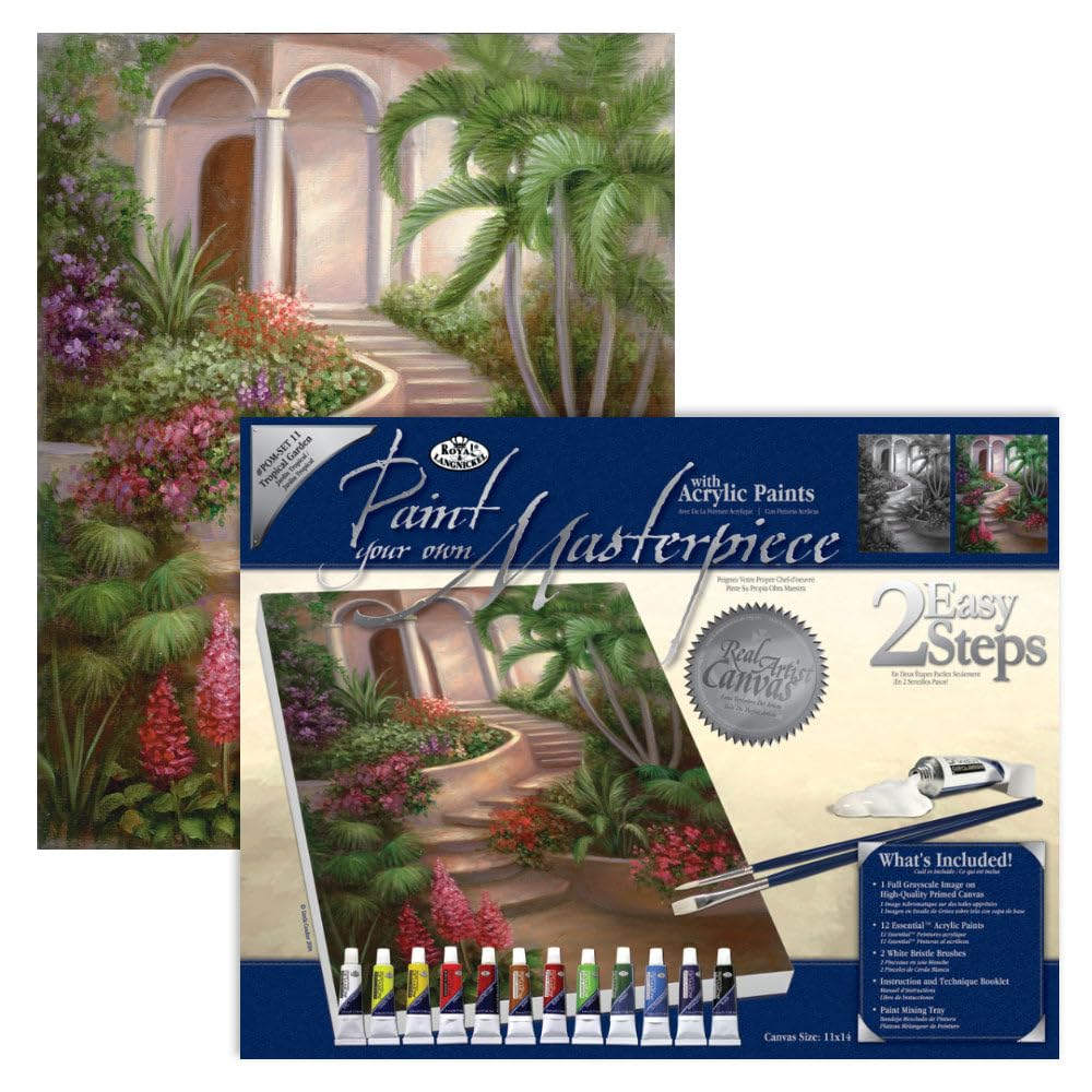 masterpiece "Tropical garden" 28x35x2,5cm - Afbeelding 1