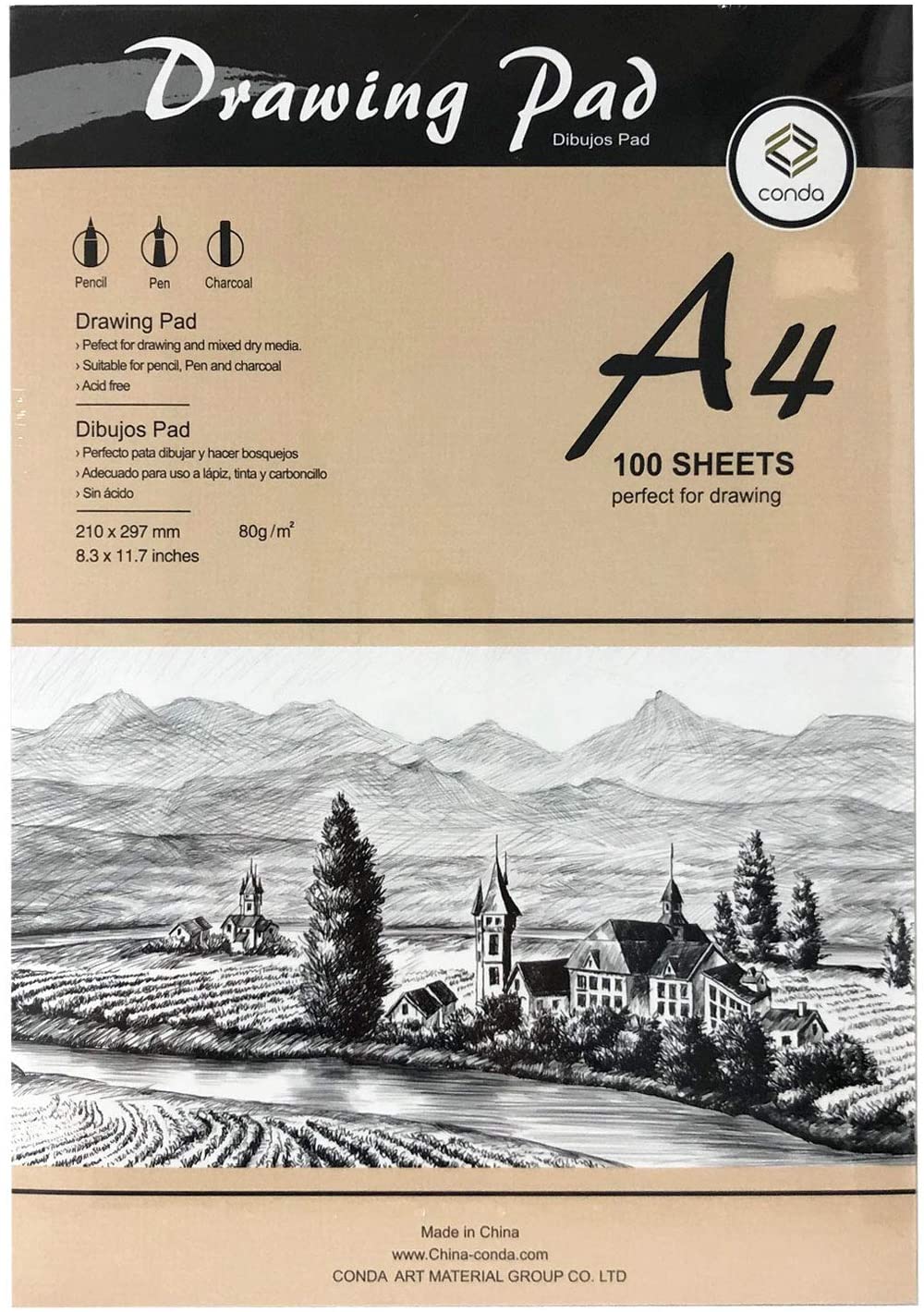 Conda drawing pad 100g A4 60v  - Afbeelding 2