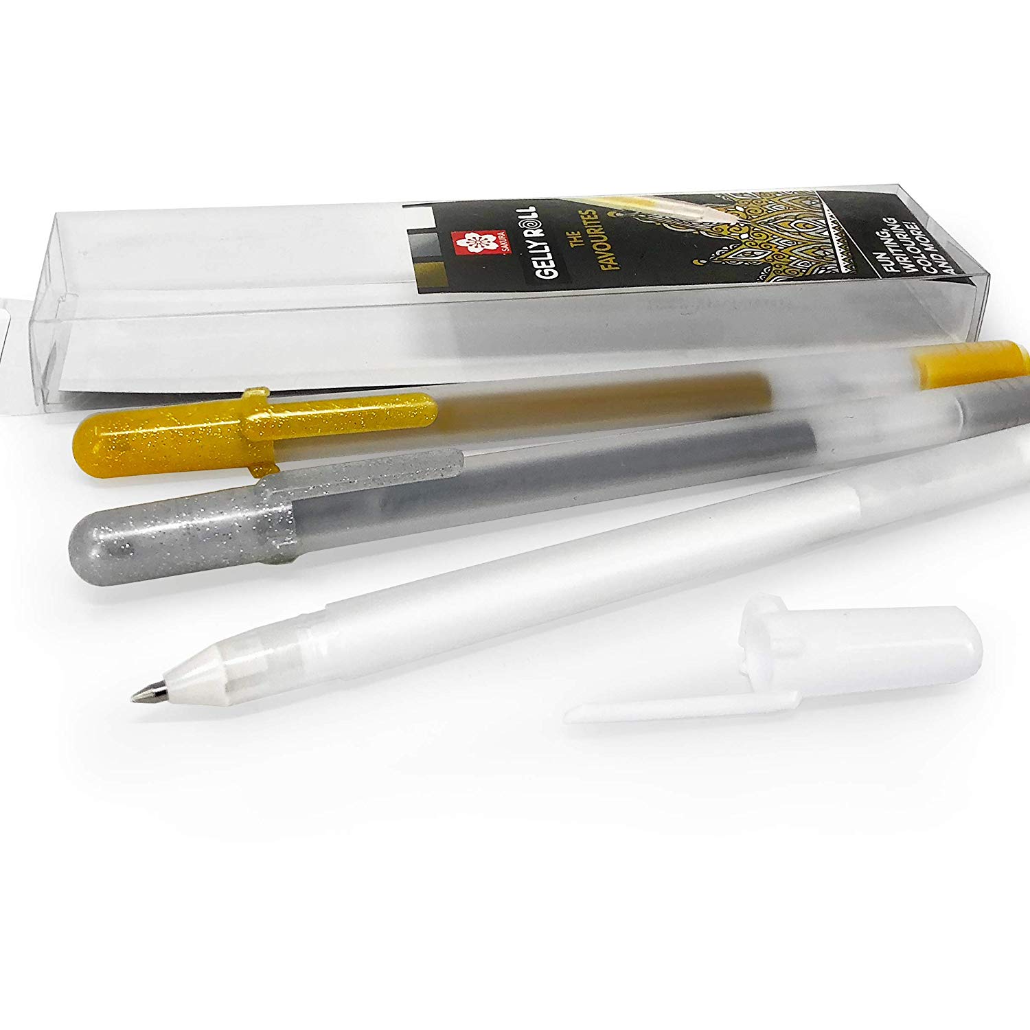 Sakura Gelly Roll Mixed Set 3 Goud Zilver Wit - Afbeelding 1