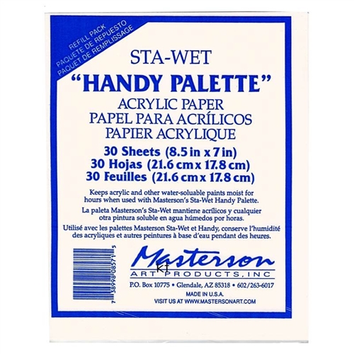Masterson - Sta-Wet Handy Palette Papier Vulling Pak van 30 Vellen.