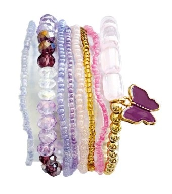 DIY armband set, roze-paars