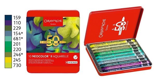 Caran d'Ache 10st. Neocolor Wateroplosbaar Wascokrijt Lush