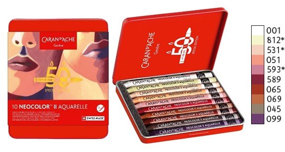 Caran d'Ache 10st. Neocolor Wateroplosbaar Wascokrijt Portrait