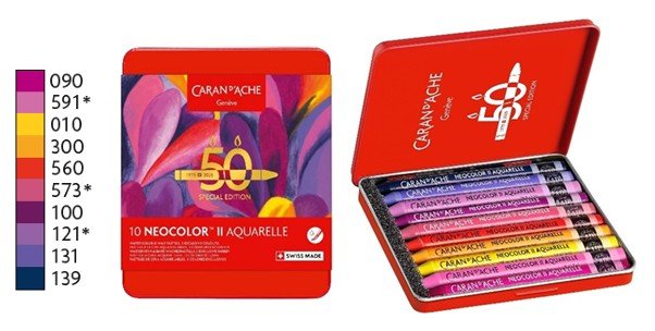 Caran d'Ache 10st. Neocolor Wateroplosbaar Wascokrijt Pop
