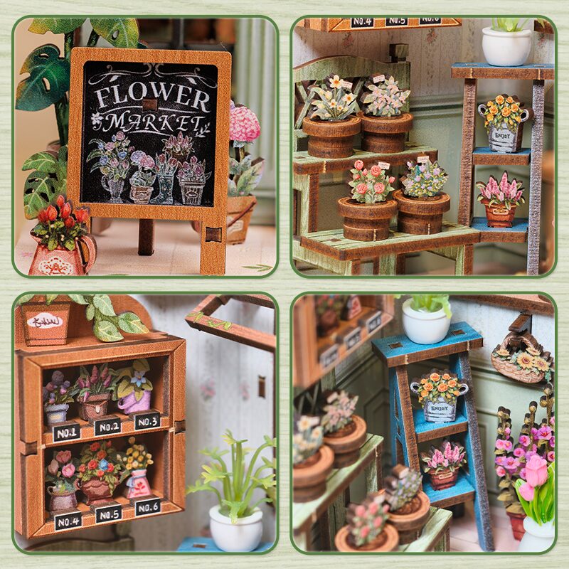 AB DIY Cutebee, 3D DIY Huisje, Champs-Élysées Florist,16×15,5x18cm - Afbeelding 3