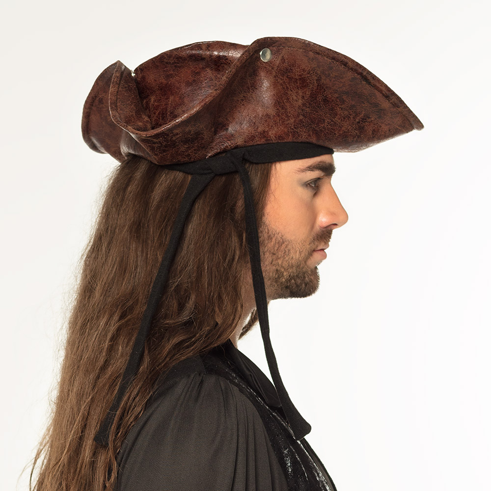 Piratenhoed imitatieleer bruin - Afbeelding 1