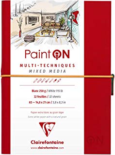 Paint'On A5 double PU sewn book + elastic 250g 32 sheets white
