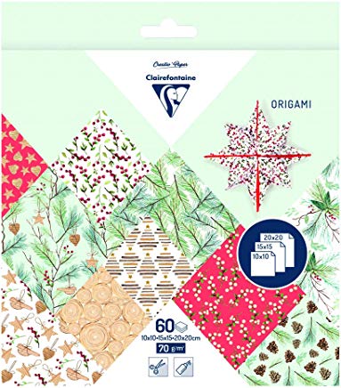 ORIGAMI pack 60 sheets  10x10cm - 15x15cm - 20x20 cm- Christmas green