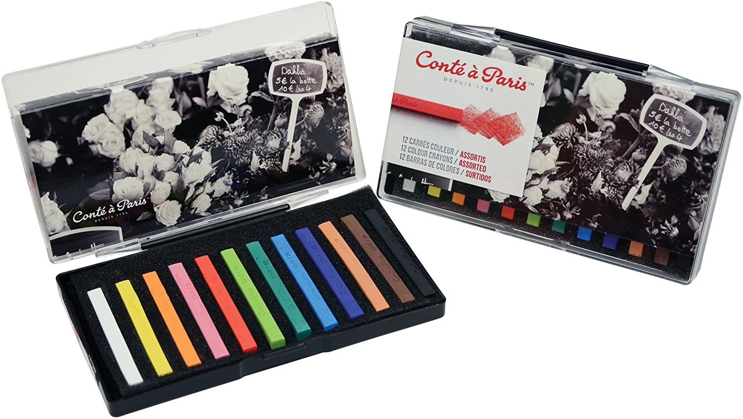 Conté à Paris Carrés kleur Set 12 Assorti