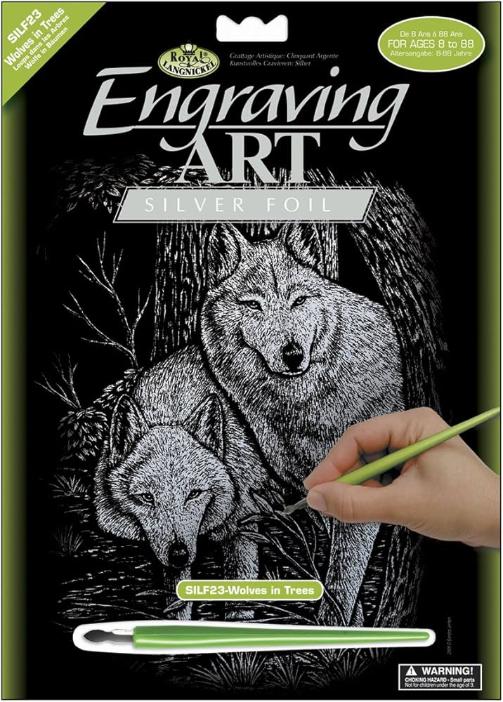 KRASFOLIE ENGRAVING ART Zilver – Wolven 21X30CM - Afbeelding 1