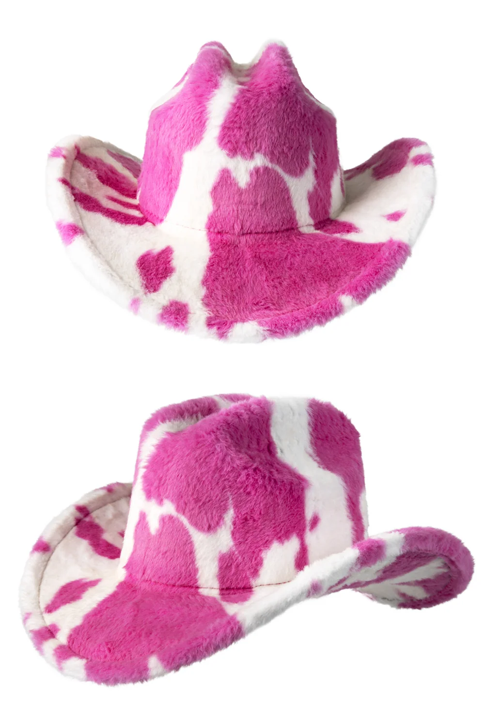 Cowboyhoed kort bont koeienprint roze wit mt 59