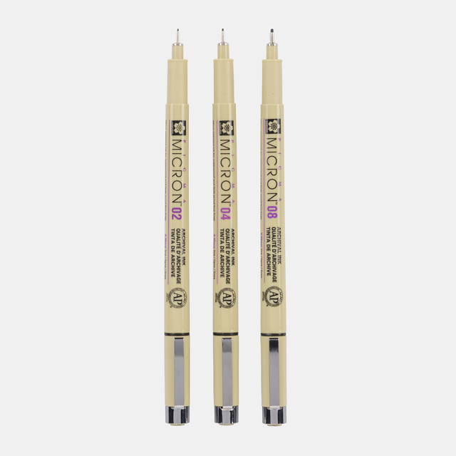 Sakura Pigma Micron Etui 3 Fineliners Zwart 02-04-08 - Afbeelding 1