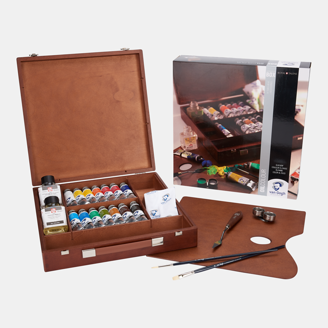 Van Gogh Olieverf kist Inspiration met 14 kleuren in tubes van 40 ml + accessoires