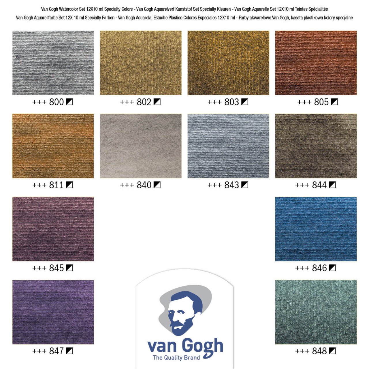 Van Gogh Aquarelverf set in kunststof etui met 12 Specialty-kleuren in tubes van 10 ml - Afbeelding 2