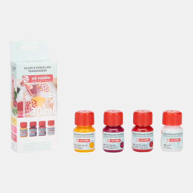 Talens Art Creation Glas & Porselein Transparent Set 4 x 30 ml Roze Frost - Afbeelding 2