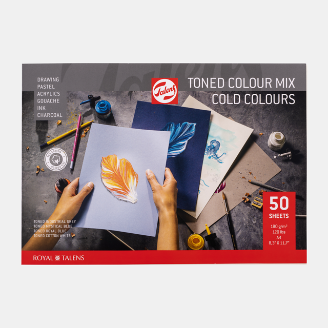 Talens Toned Paper mix koud Mixed Media Papier A4 180 g 50 Vellen