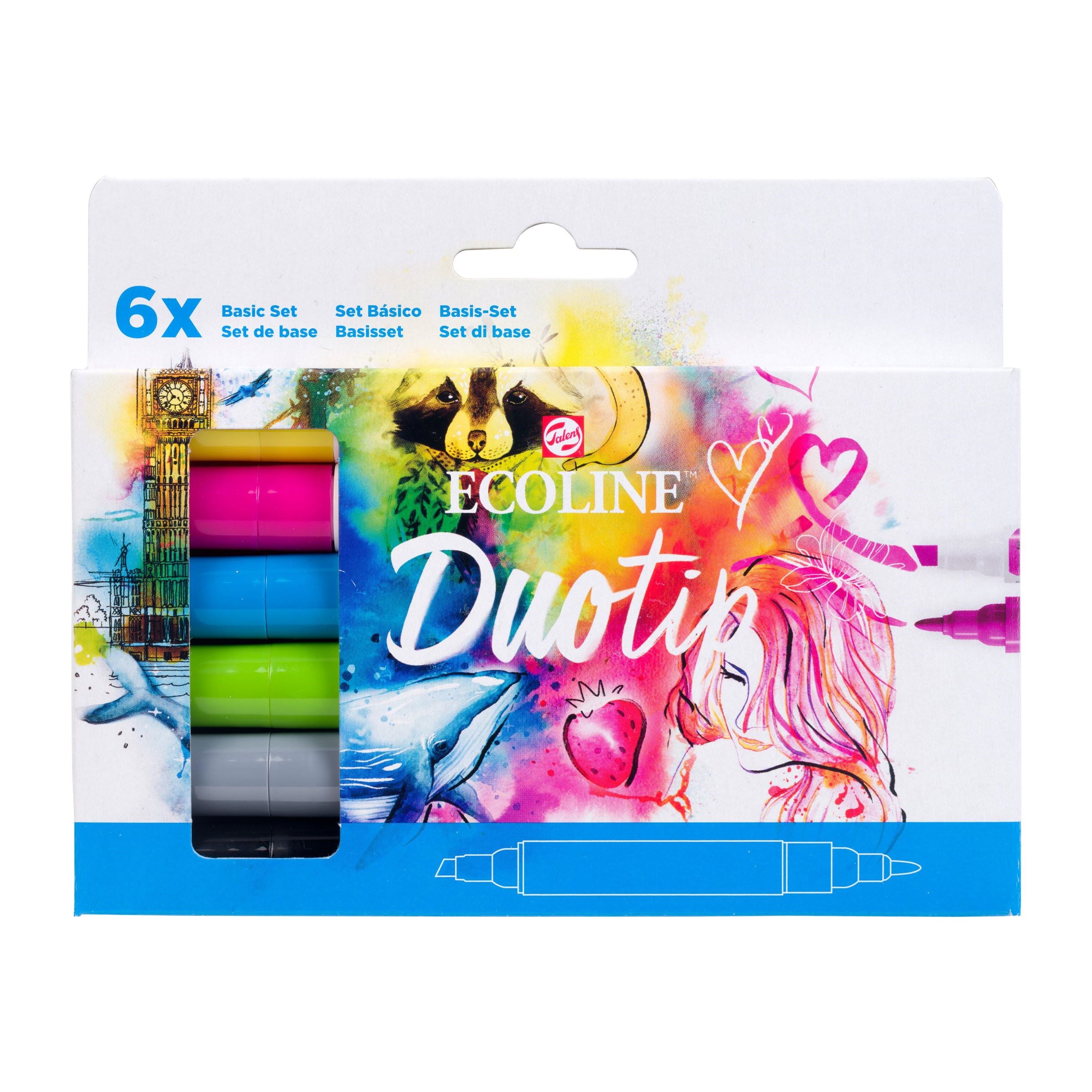 Duotip Ecoline markers basisset | 6 kleuren - Afbeelding 2