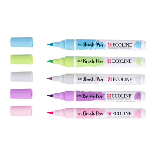 Ecoline Brushpen Set Pastel 5st. - Afbeelding 3
