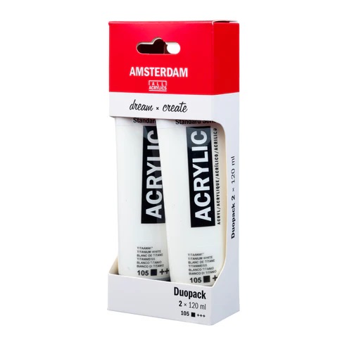 Amsterdam Standard Series Titaan Wit Acrylverf duo pack | 2 x 120 ml